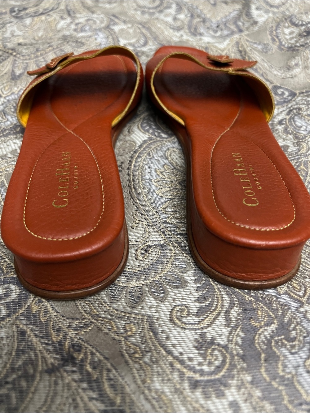 Cole Haan Burnt Orange Leather Slide Mules Good Condition, size 7 1/2 - Picture 3 of 4